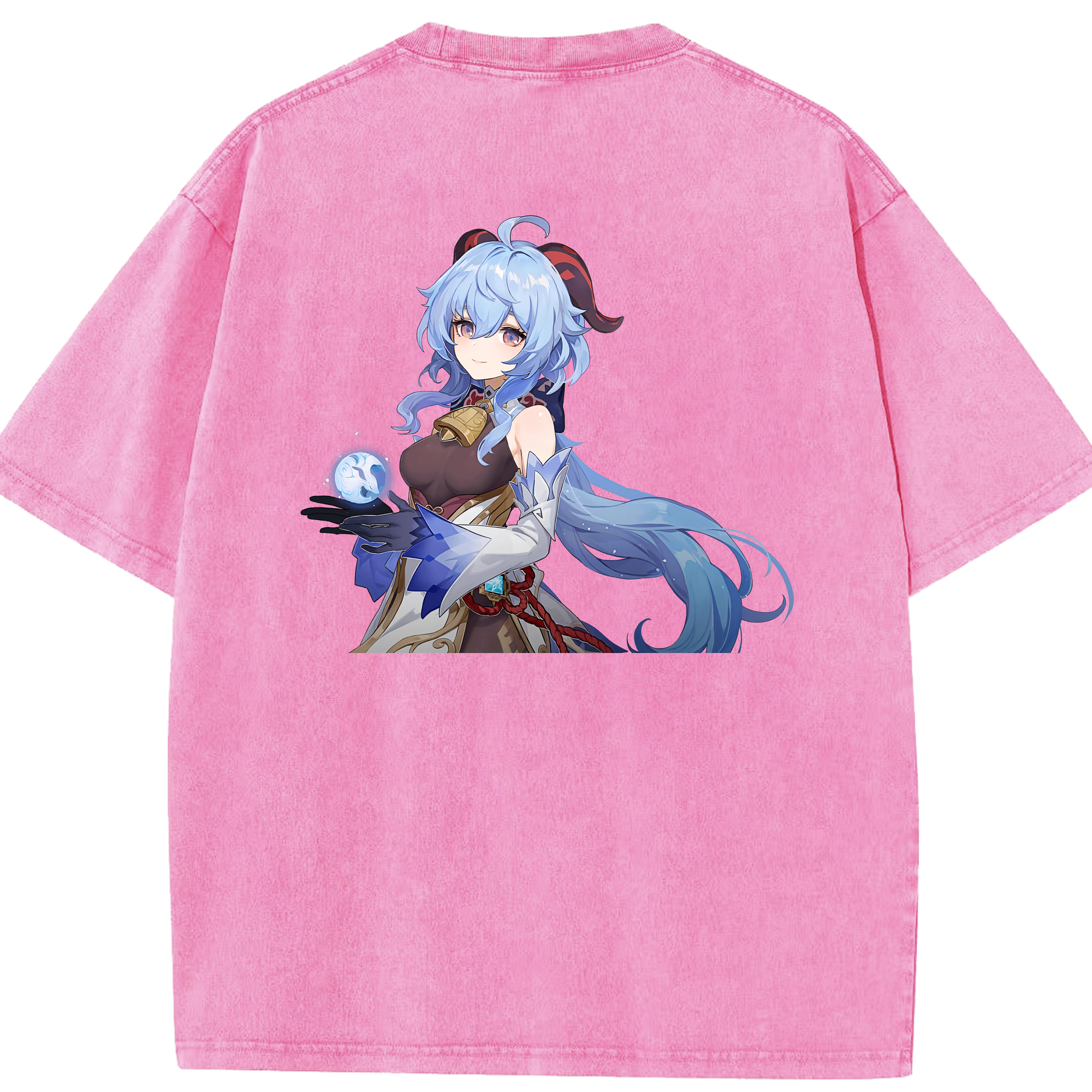 げんし神 甘雨 かんう genshin Ganyu 綿100% ヴィンテージ風 半袖Tシャツ（背面プリント）